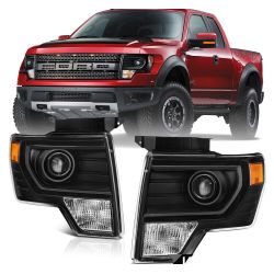 REFLEKTORY LAMPY PRZÓD CZARNE FORD F-150 09-14